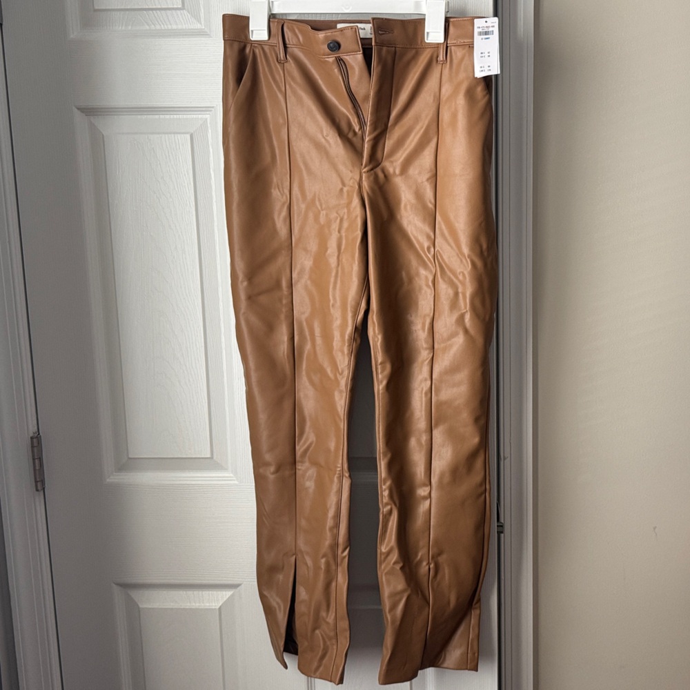 Abercrombie vegan leather split hem pants